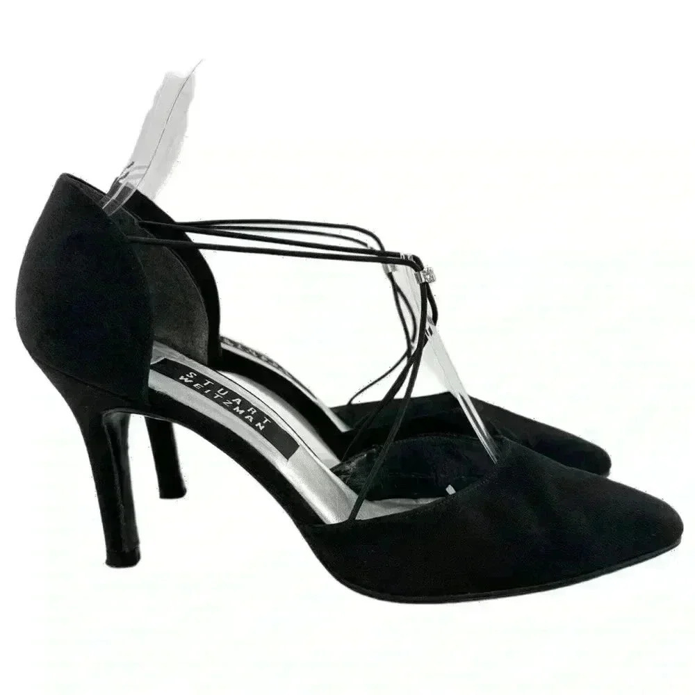 Stuart Weitzman heels 7 black gem mother of the bride formal party holiday